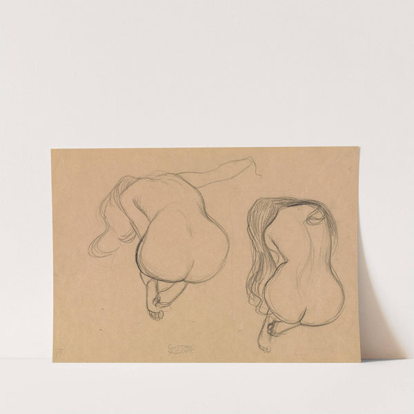 Two Studies of a Seated Nude with Long Hair by Gustav Klimt