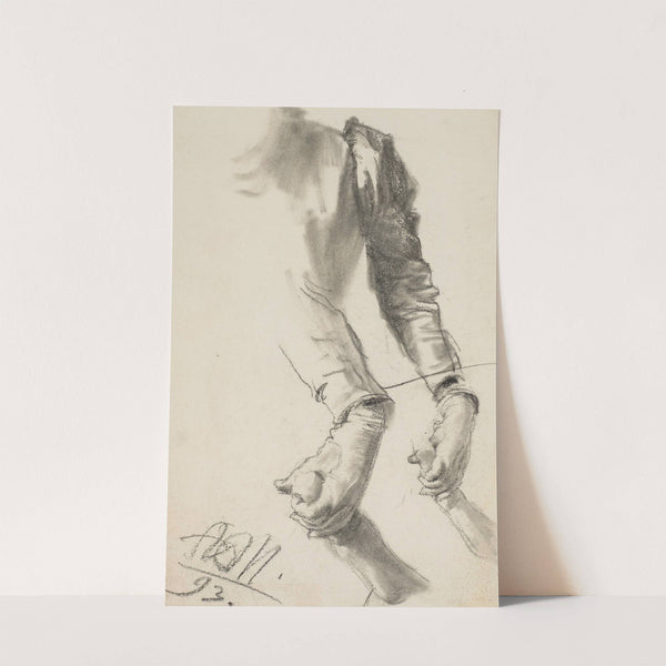 Two studies of a woman’s left arm holding a child’s hand (1893) by Adolph von Menzel