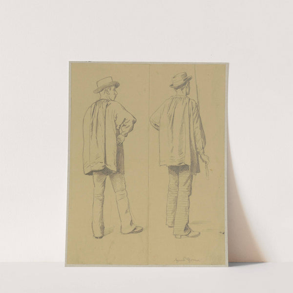 Two studies of men in loose shirts and hats depicted from the back (1880 - 1900) by Hans Thoma