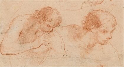 Two studies of the bust of a man turned towards the right (1640s)
