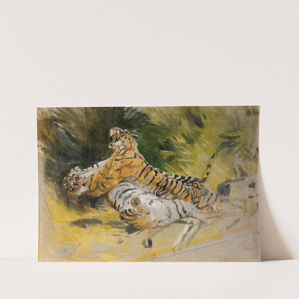 Two tigers fighting by Aimé Morot