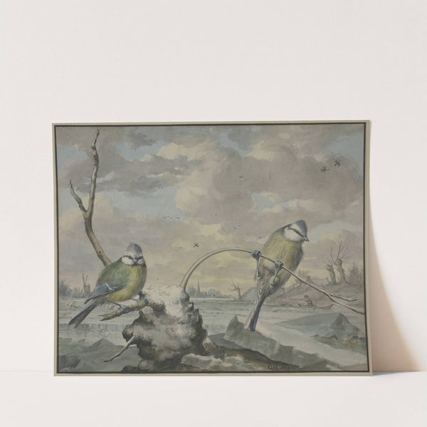 Two tits in the winter by Gijsbertus Haasbroek