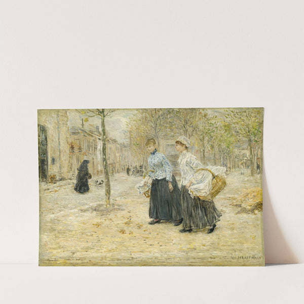 Two Washerwomen Crossing a Small Park in Paris by Jean François Raffaëlli