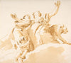 Two Women, a Lion, and a Putto on Clouds