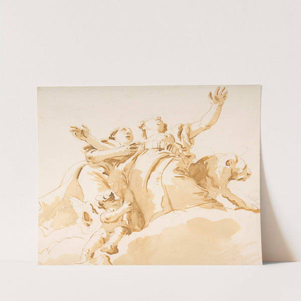Two Women, a Lion, and a Putto on Clouds (1696–1770) by Giovanni Battista Tiepolo