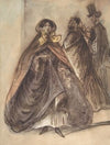 Two Women and a Man with a Top Hat and a Monocle