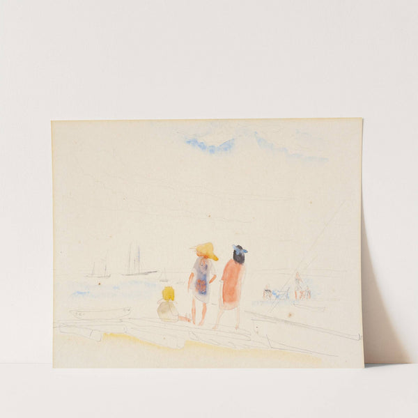 Two Women and Child on Beach (1916) by Charles Demuth