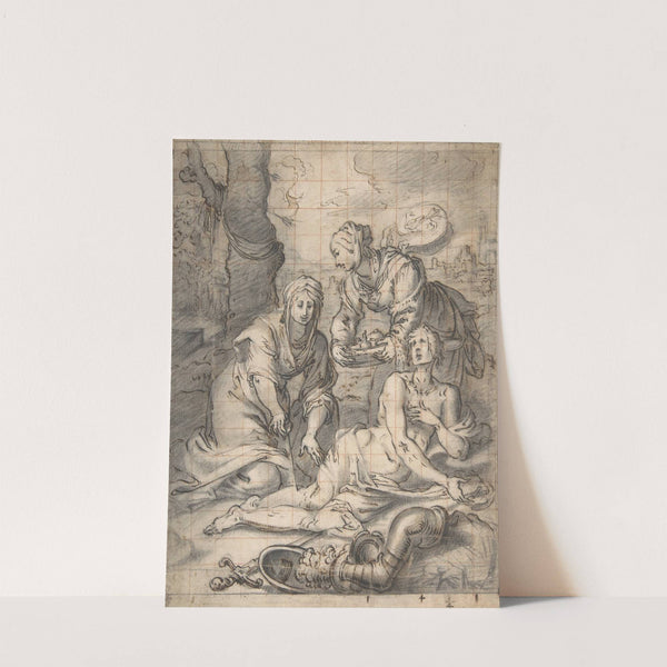 Two Women Annointing the Wounds of Saint Sebastian by Giovanni Biliverti