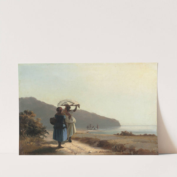 Two Women Chatting by the Sea,St. Thomas (1856) by Camille Pissarro