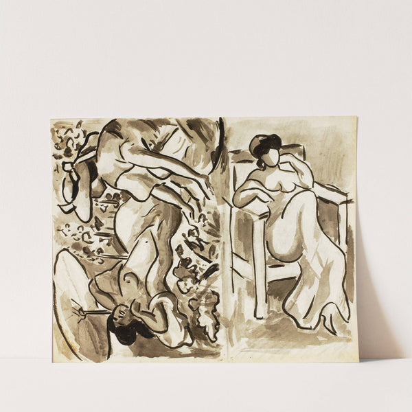Two Women in a Garden, One Seated Woman by Carl Newman