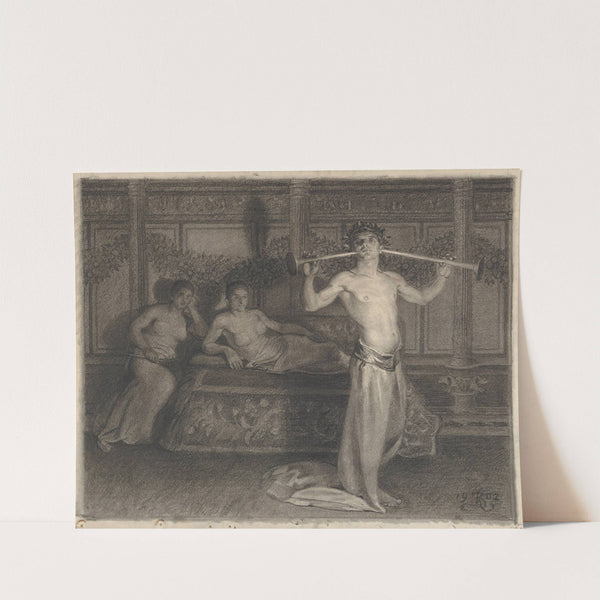 Two Women in an Interior Listening to a Young Musician in Antique Times (1902) by Kristian Zahrtmann