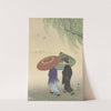 Two women in the rain by Ohara Koson