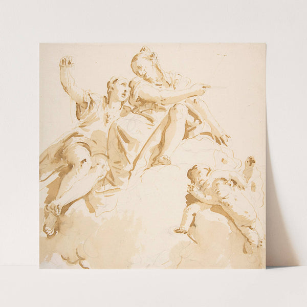 Two Women Seated on a Cloud, and Two Putti (1696–1770) by Giovanni Battista Tiepolo