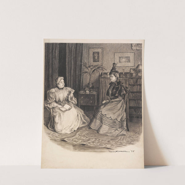 Two women seated with books. (1898) by William Henry Walker