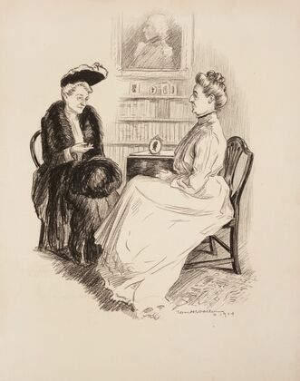 Two women sit talking in a parlor. (1904) — size preview
