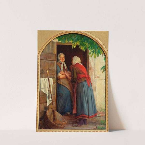 Two women talking by Carl Bloch