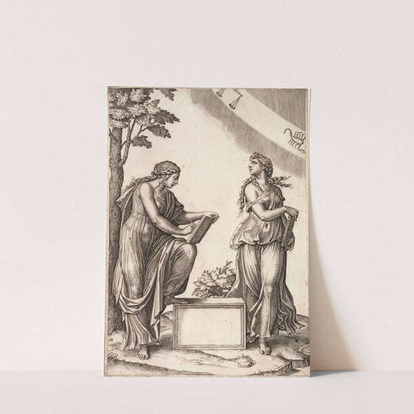 Two Women with the Signs of Libra and Scorpio by Marcantonio Raimondi