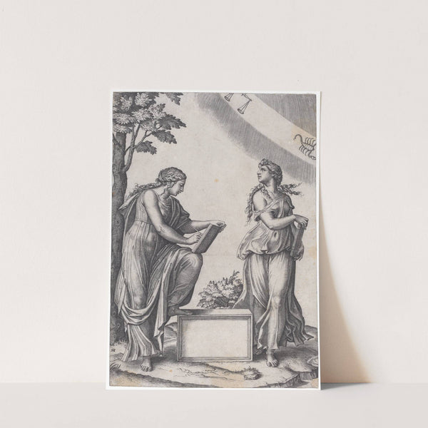 Two Women with the Zodiac by Marcantonio Raimondi