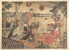 Two Young Men and Several Women Dining at a Tea-house on the Bank of the Sumida River (ca. 1788)