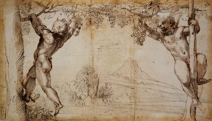 Two Young Satyrs picking Grapes
