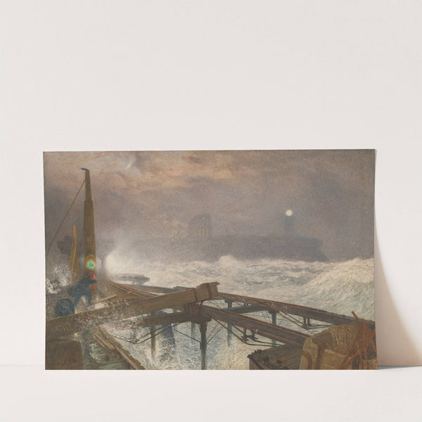 Tynemouth Pier - Lighting the Lamps at Sundown by Alfred William Hunt
