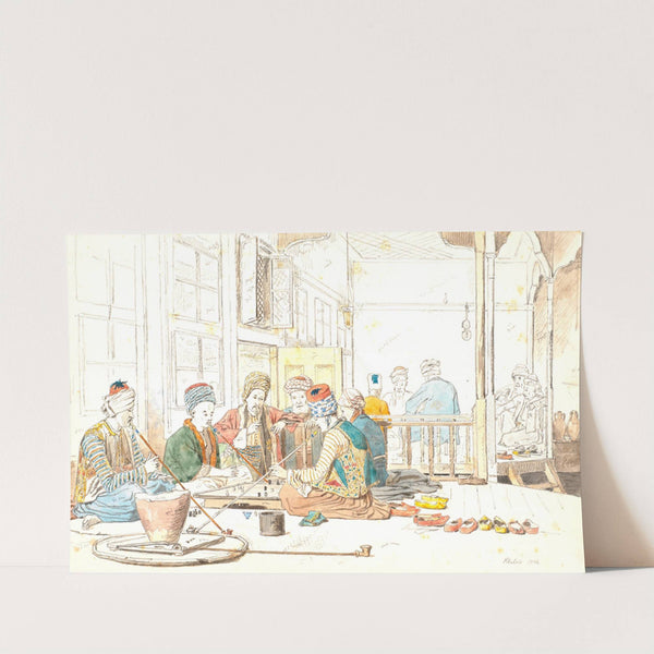 Tyrkere ved brætspil i café i Chalkis by Martinus Rørbye