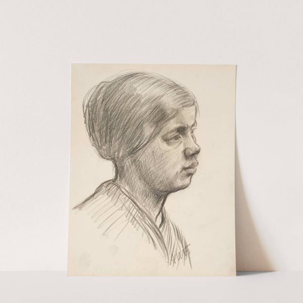 Tytön pää, puoliprofiilissa oikealle by Alfred William Finch