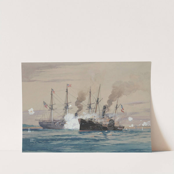 U.S.S. Pensacola and the C.S.S. Governor Moore by Worden Wood