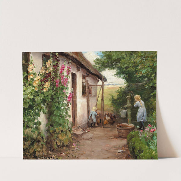 Udenfor bondehuset by Hans Andersen Brendekilde