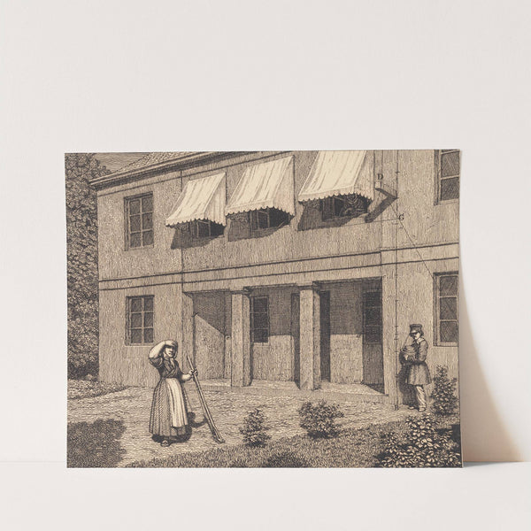 Udenfor en villa Illustration til Linearperspectiven , Tavle V by Christoffer Wilhelm Eckersberg