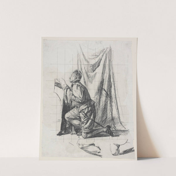 Udkast til raderingen Den unge mand og Døden by Carl Bloch