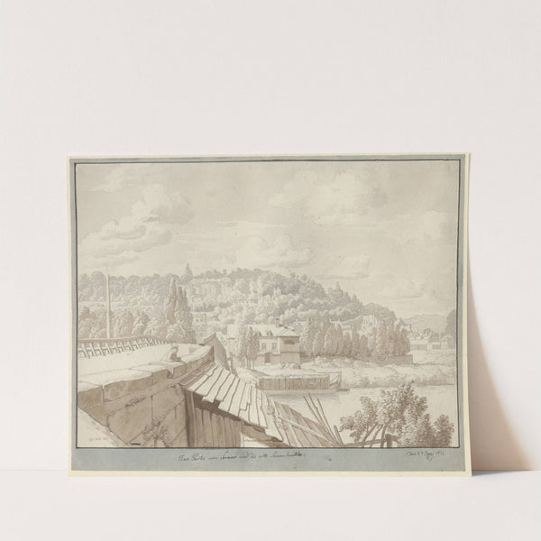 Udsigt ved Sevres over den gamle Seinebro mod parken i Saint Cloud, Paris (1811) by Christoffer Wilhelm Eckersberg