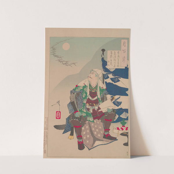 Uesugi Kenshin watching geese in the moonlight by Tsukioka Yoshitoshi