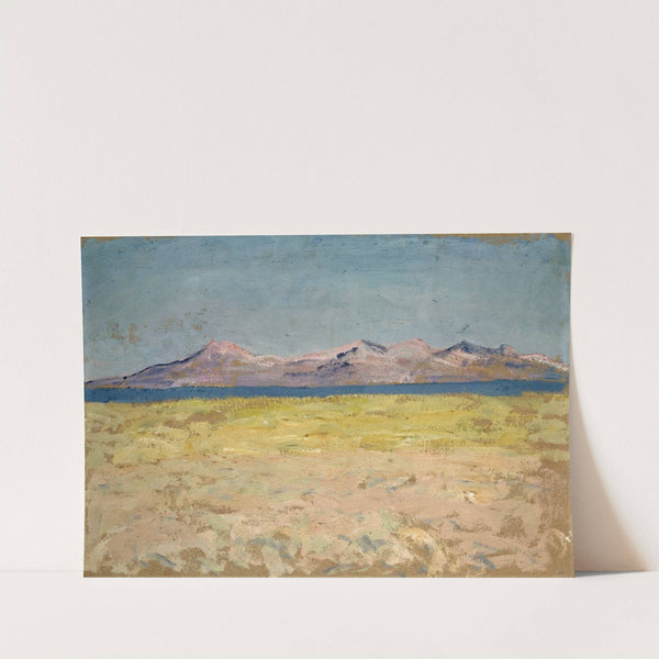 Ufergefilde mit schmalem Meeresarm und fernem Hügelzug by Ernst Schiess