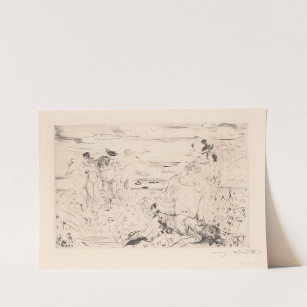 Uitgelaten bacchanten in een veld by Lovis Corinth