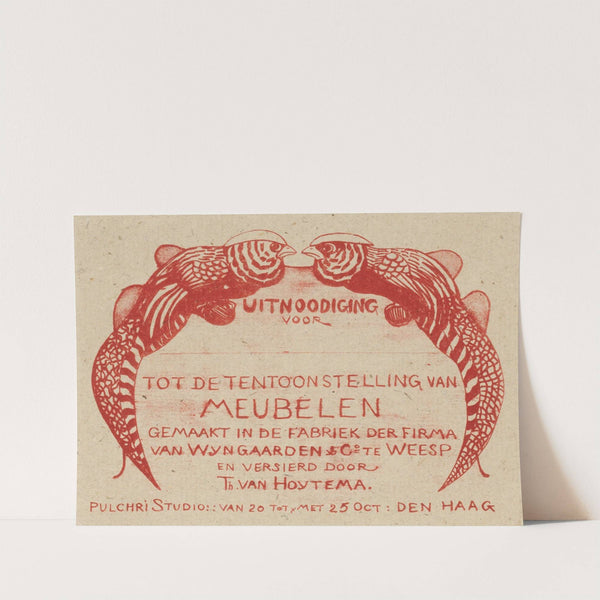 Uitnodigingskaart voor tentoonstelling van meubelen by Theo van Hoytema