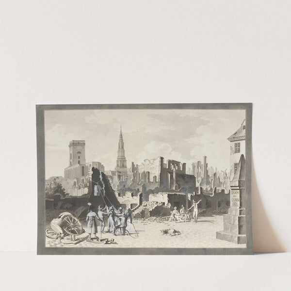 Ulfeldts Plads, det nuværende Gråbrødretorv, efter englændernes bombardement i september 1807 (1807) by Christoffer Wilhelm Eckersberg