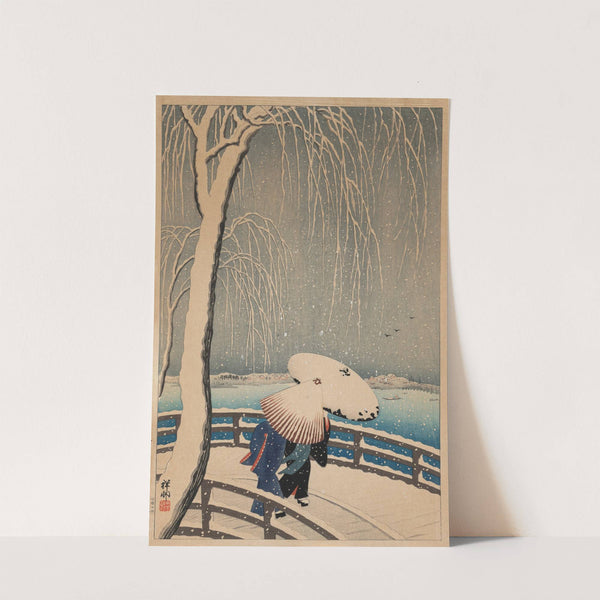 Umbrellas in Snow by Ohara Koson