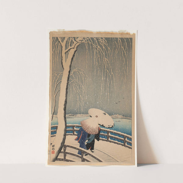 Umbrellas in Snow by Ohara Koson