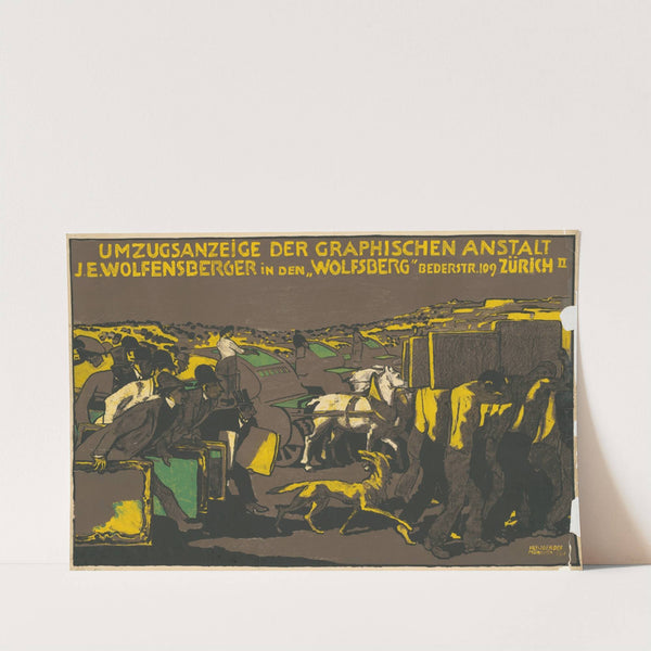 Umzugsanzeige der Graphischen Anstalt J.E. Wolfensberger in den Wolfsberg Zürich (1911) by Albert Weisgerber