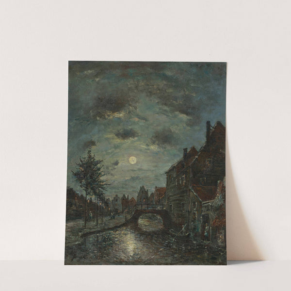 Un canal interieur a Dordrecht, Claire de Lune (1876) by Johan Barthold Jongkind