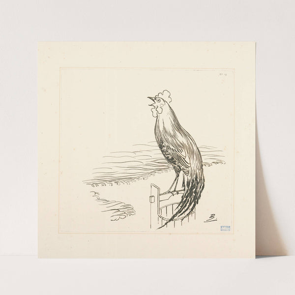 Un coq perché sur un seau, devant la mer. (1866 - 1878) by Félix Bracquemond