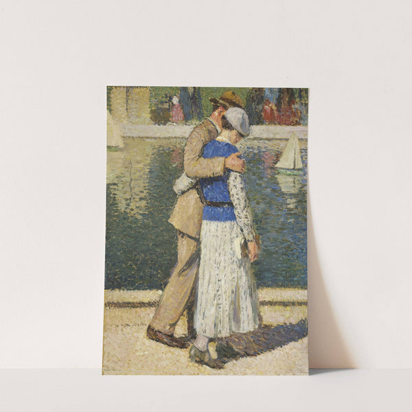 un couple marchant le long du bassin du Luxembourg (1932-1935) by Henri Martin