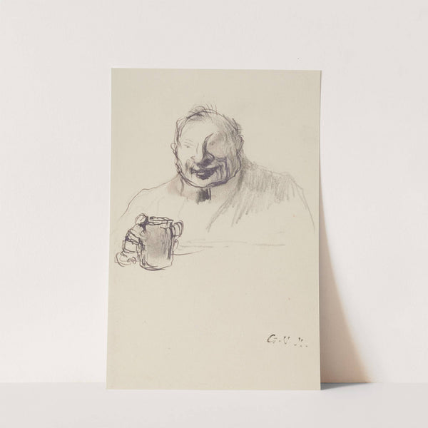 Un homme en buste tenant un verre dans la main droite by Georges Hugo