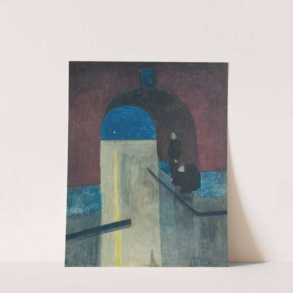 Un homme et une femme s'abritant sous une voute des Drie Gapers, Ostende by Léon Spilliaert