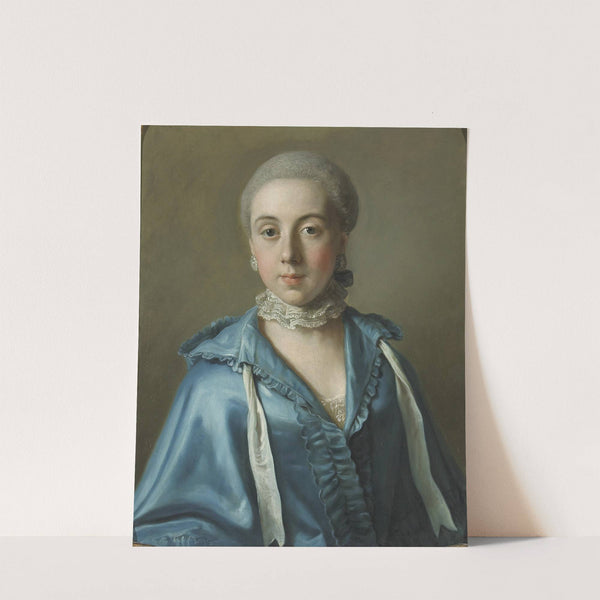 Un Portrait D'une Dame Avec Une Robe Bleue Et Col De Dentelle by Jean-Etienne Liotard