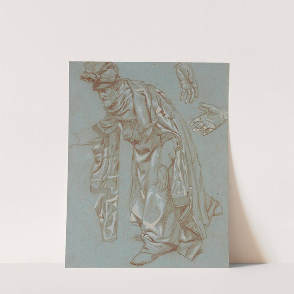 Un vieil homme courbé et études subsidiaires de deux mains by James Tissot