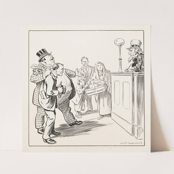 Uncle Sam as judge in a courtroom (1913) by Louis Glackens