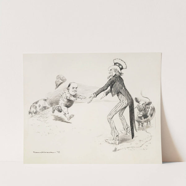 Uncle Sam holds out his arms to William Jennings Bryan to offer him a cow representing a second term. (1899) by William Henry Walker