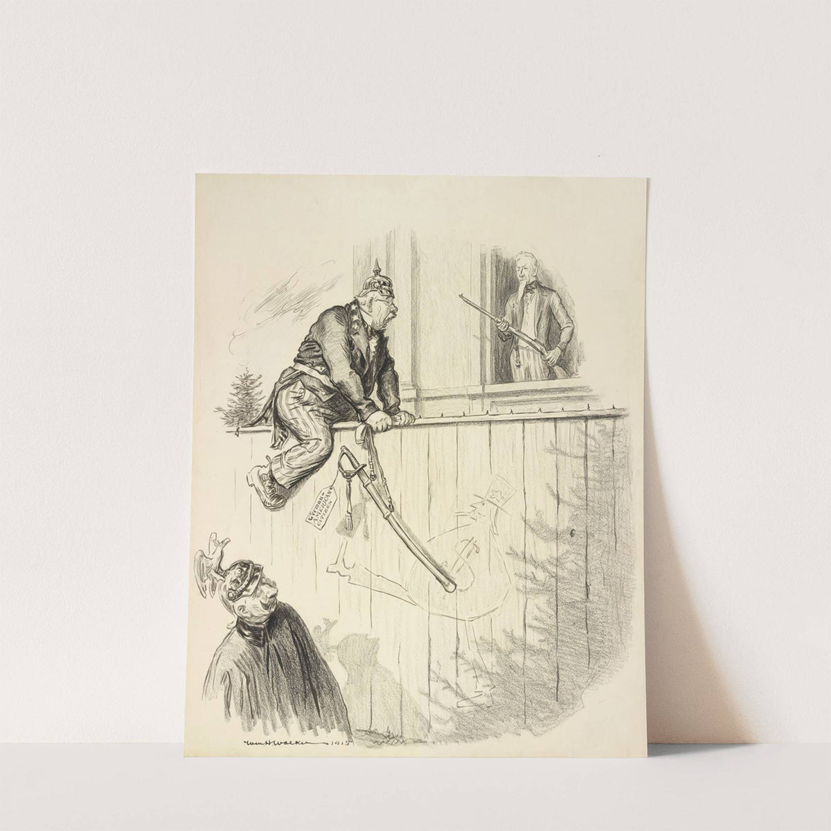 Uncle Sam; Look here you, one side or the other and quick (1915) by William Henry Walker
